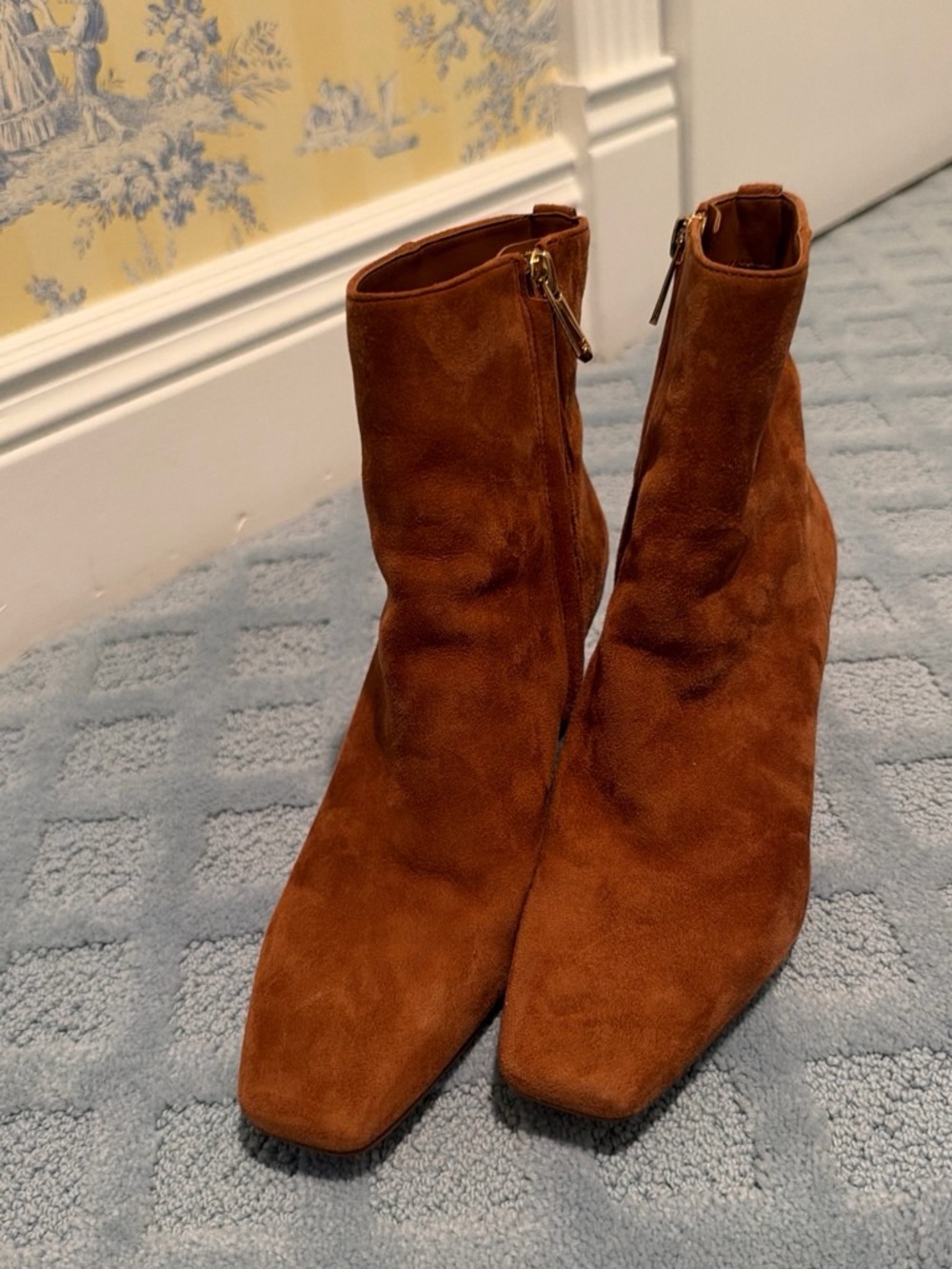Sam Edelman Brown Suede Ankle Booties with Side Zipper